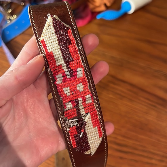 Vintage leather beaded belt - Picture 3 of 4